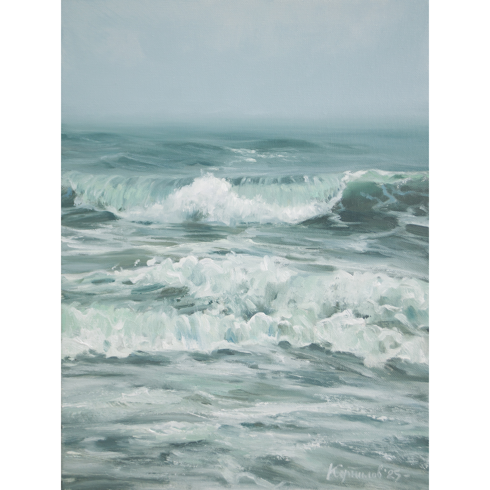 Волны в пасмурный день. 40х30см