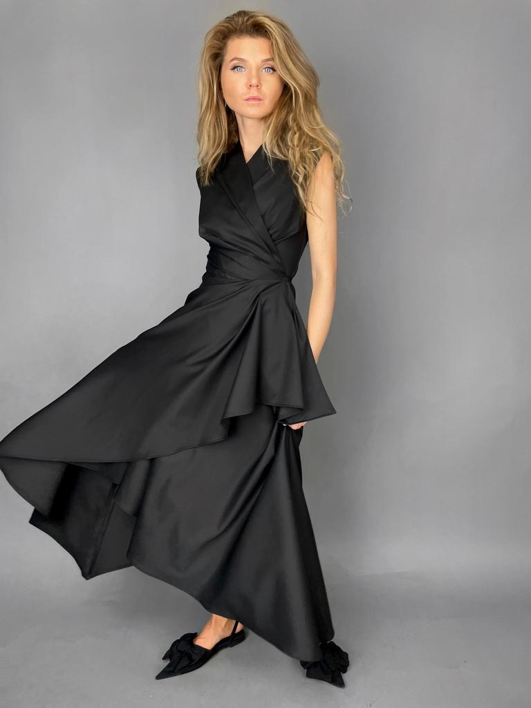 Платье на запах без рукава (черный)