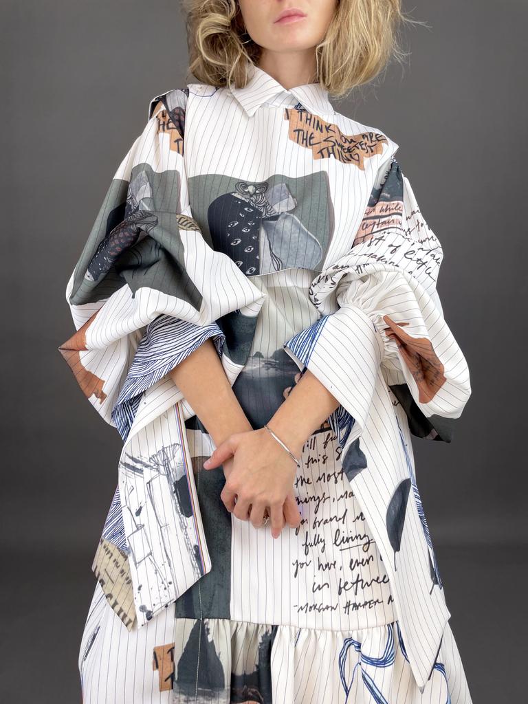 Платье-трансформер c отстегивающимся рукавом (принт)