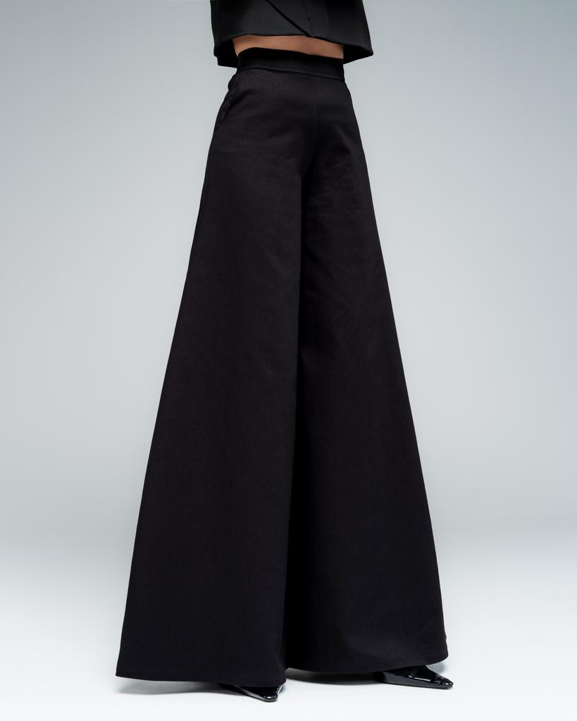 Широкие брюки с высокой посадкой (черный)