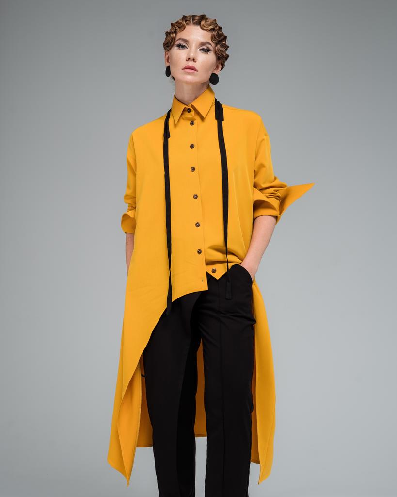 Рубашка со шлейфом (горчичный)