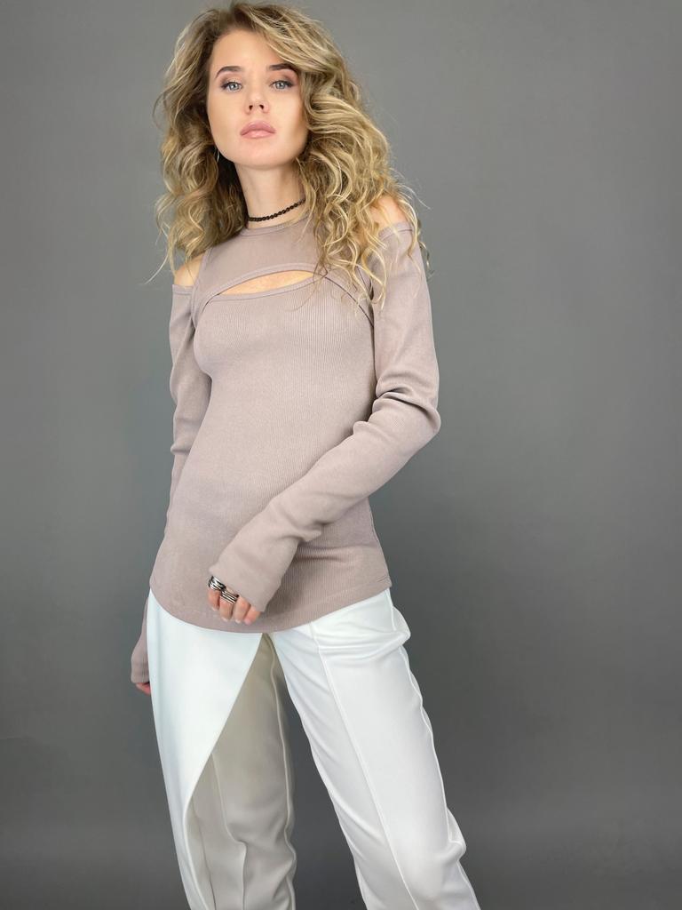 Лонгслив фигурный (пудровый)