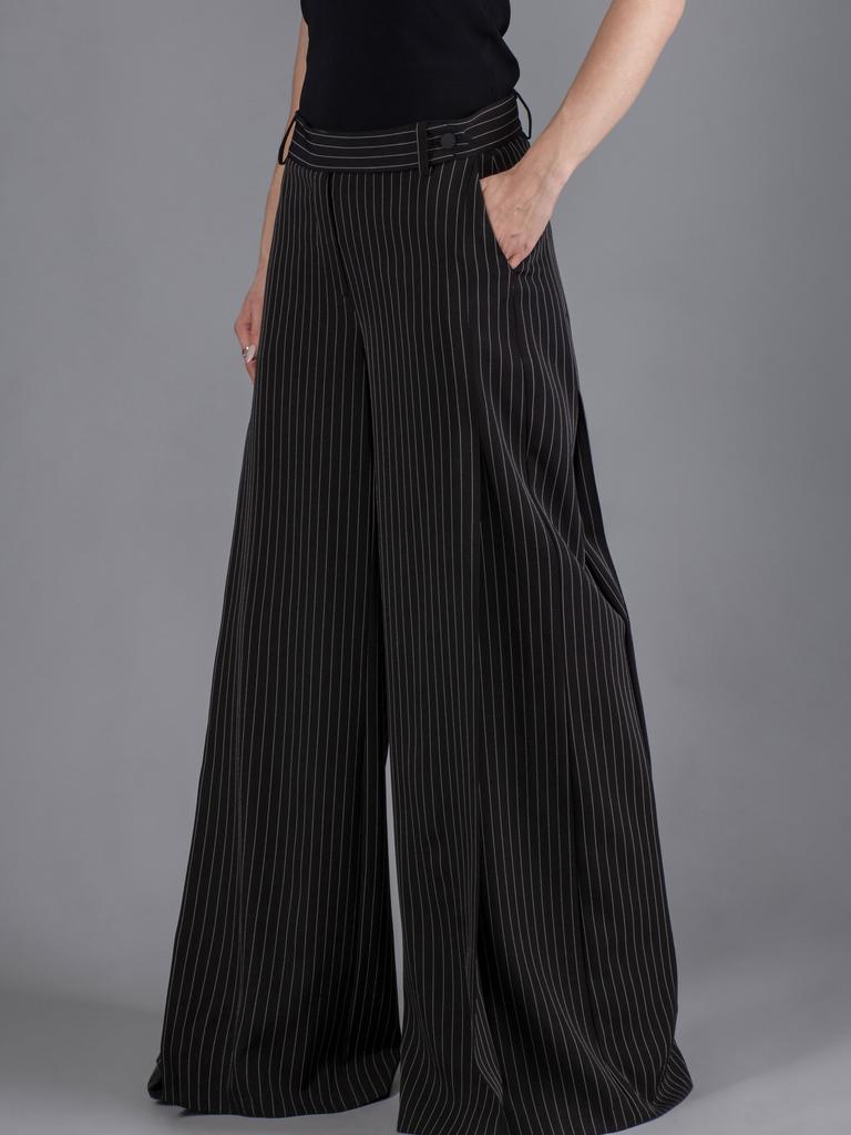 Брюки-палаццо (черная костюмная полоска)