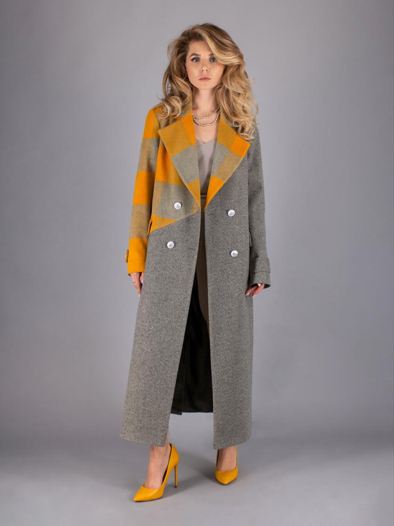 Пальто (серый+желтая клетка)