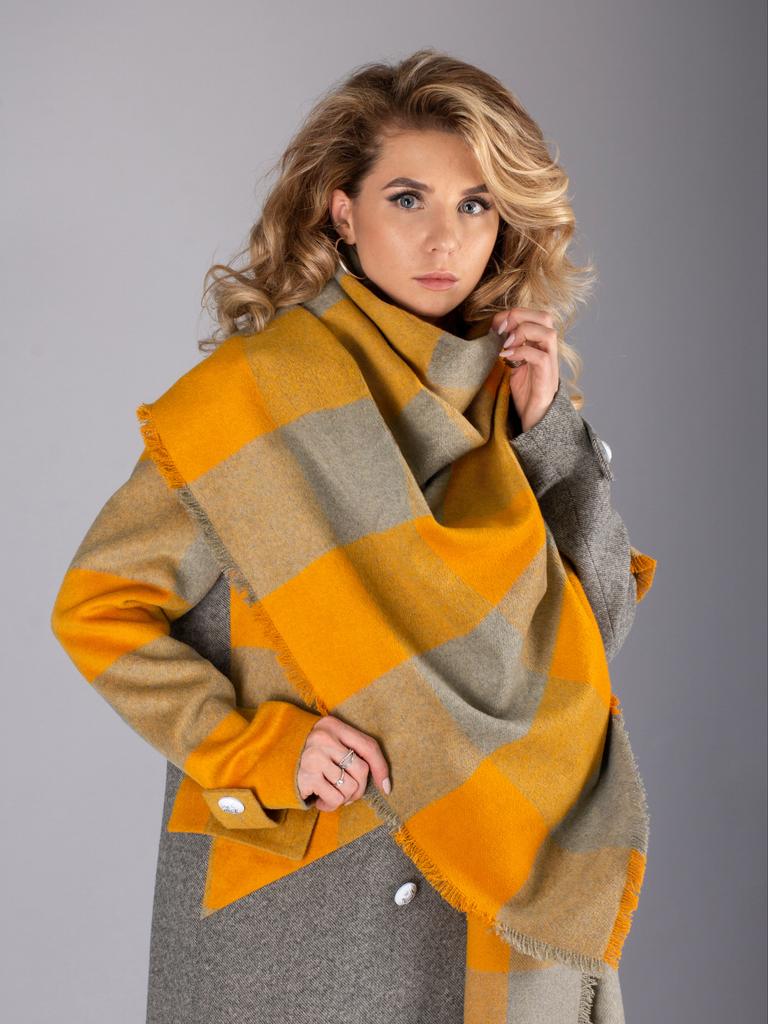 Палантин (желтый, клетка)