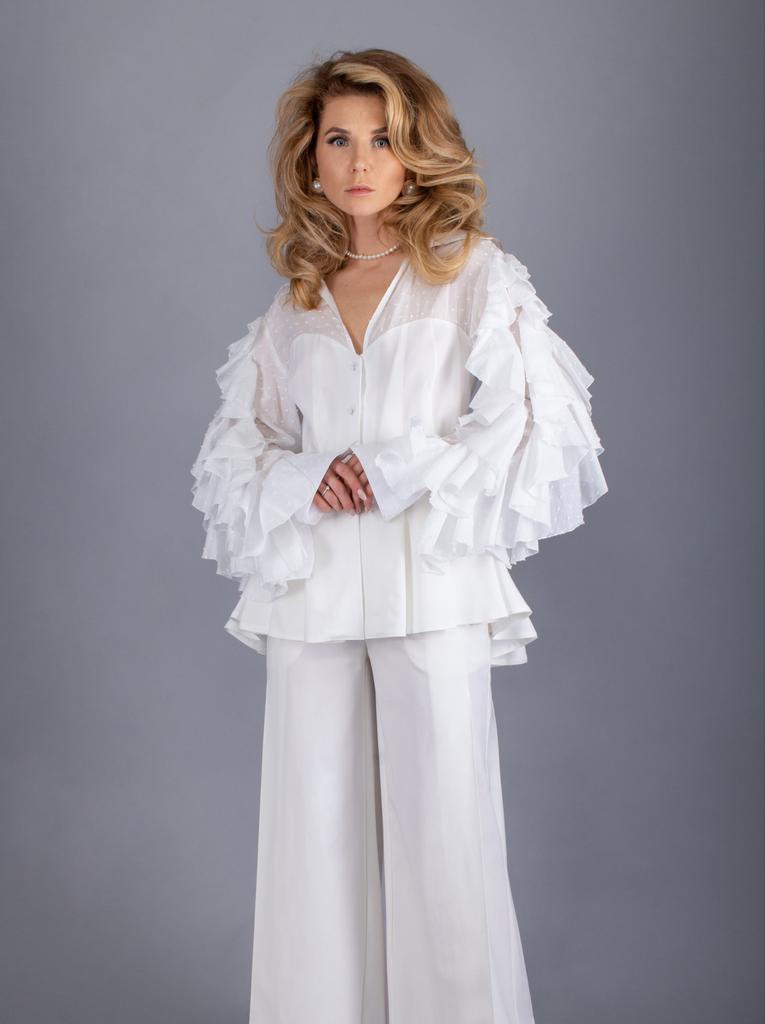 Рубашка корсетная с оборками (белый)