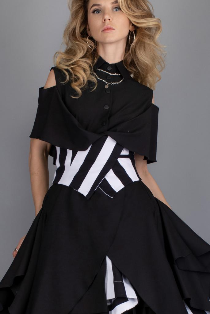 Пояс на завязках (черно-белая полоска)