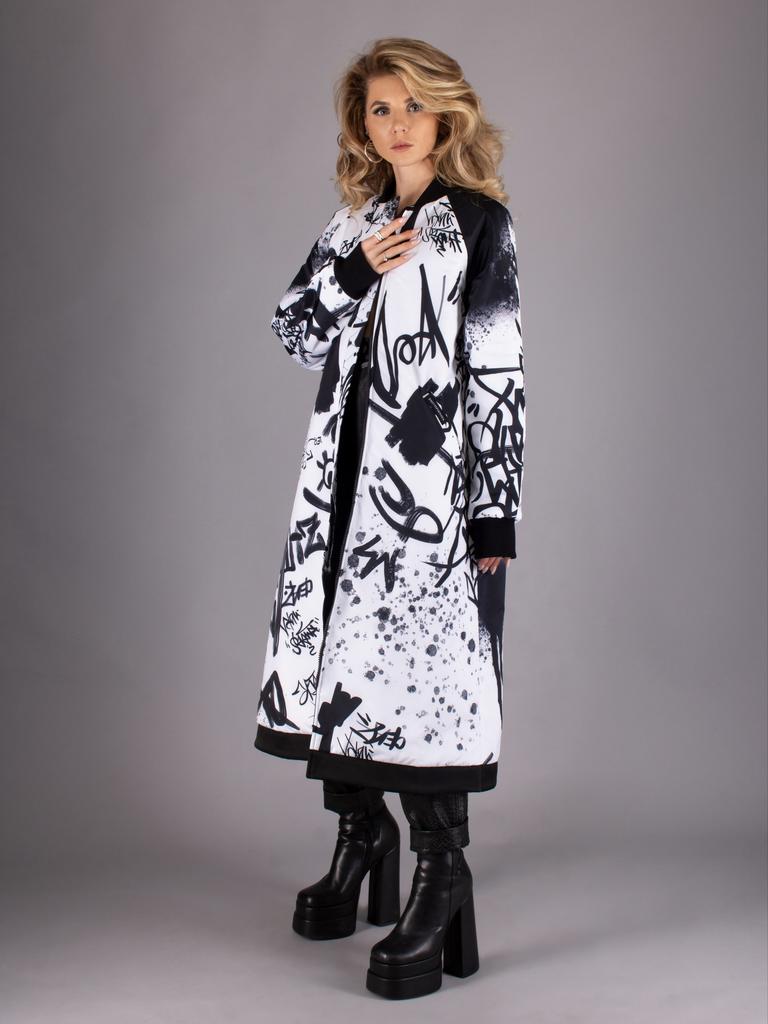 Бомбер "Стриж" (черный + черно-белый принт)