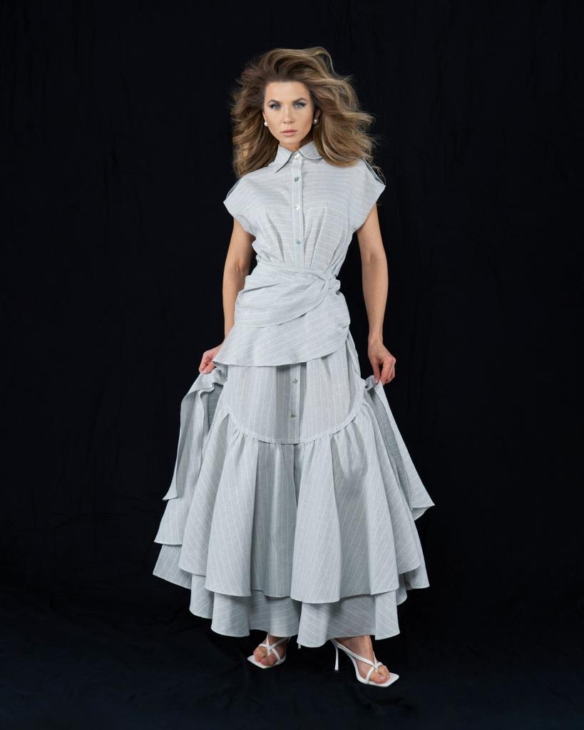 Платье макси Wings (серый/полоска)