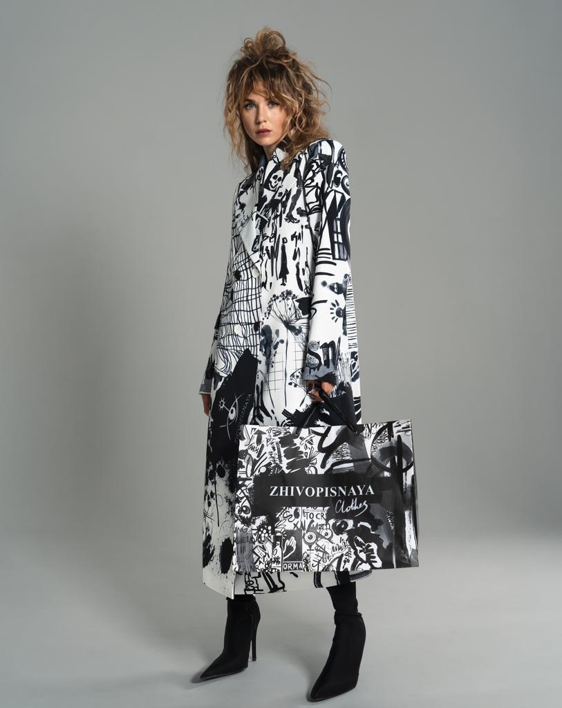 Плащ Samo (черно-белый принт)