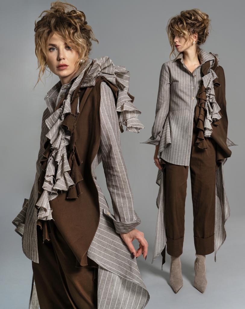 Оборка-шарф Versal (коричневый/полоска)