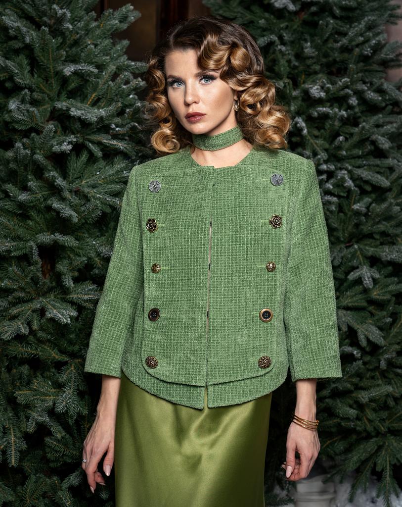 Жакет Версаль с чокером (зеленый)