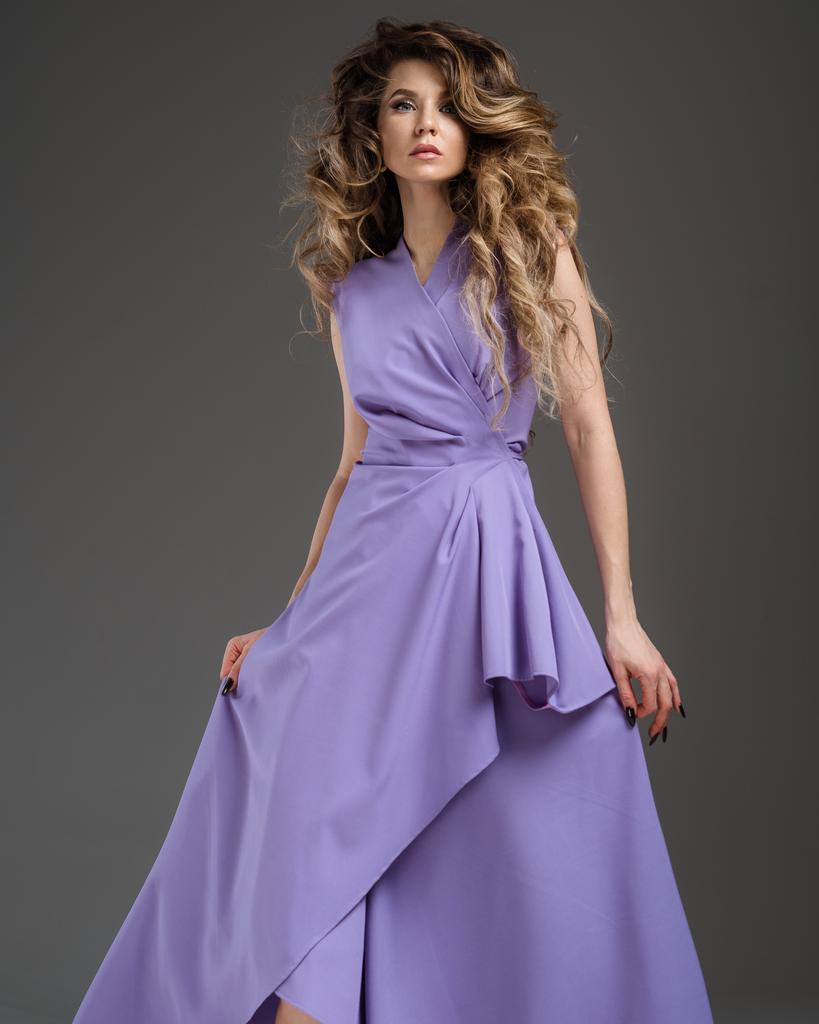 Платье на запах без рукава (лавандовый)