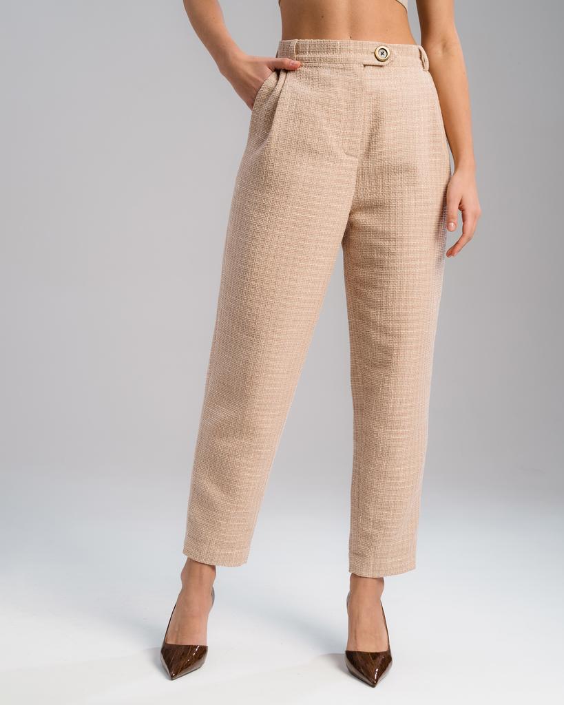 Брюки-бананы (бежевый, твид)