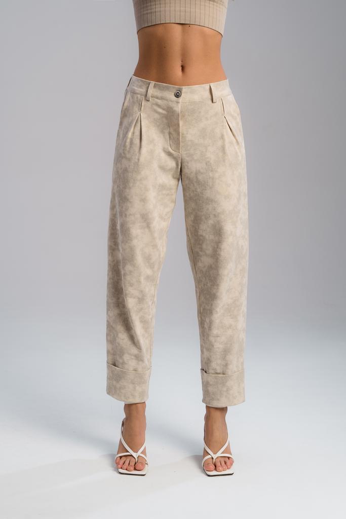 Брюки-бананы Base тай-дай  (серо-бежевый)