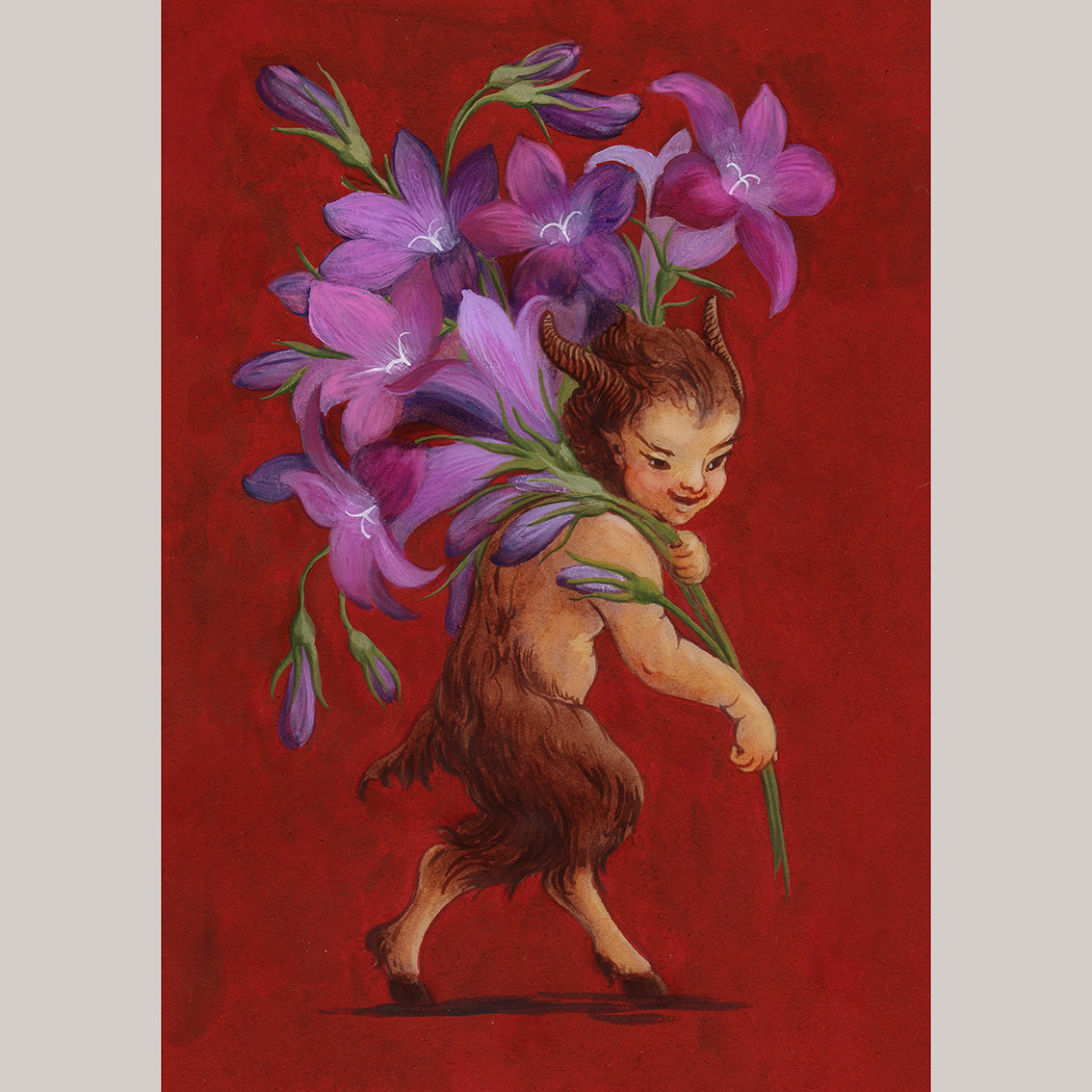 Открытка Фавн с колокольчиками