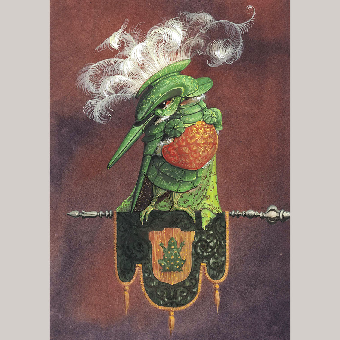 Открытка Зимородок в зеленом доспехе