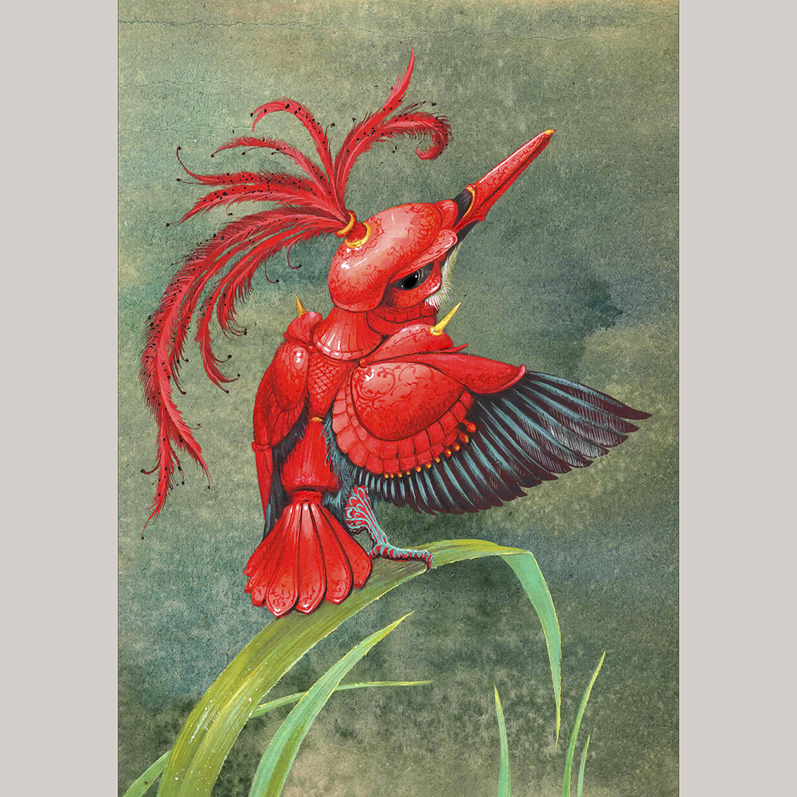 Открытка Зимородок в красном доспехе