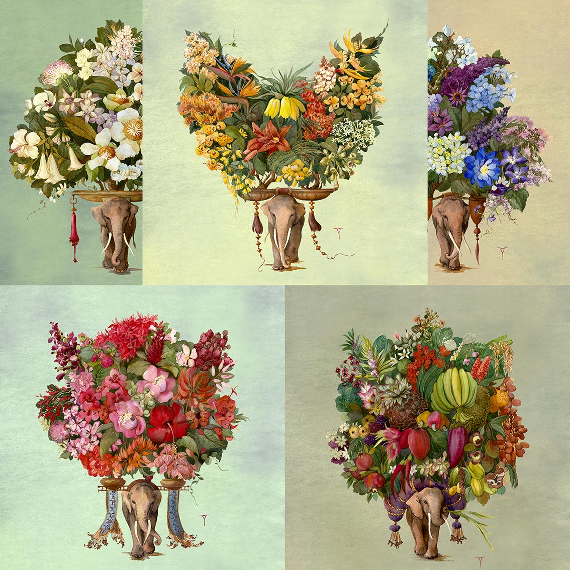 Серия открыток Слоны