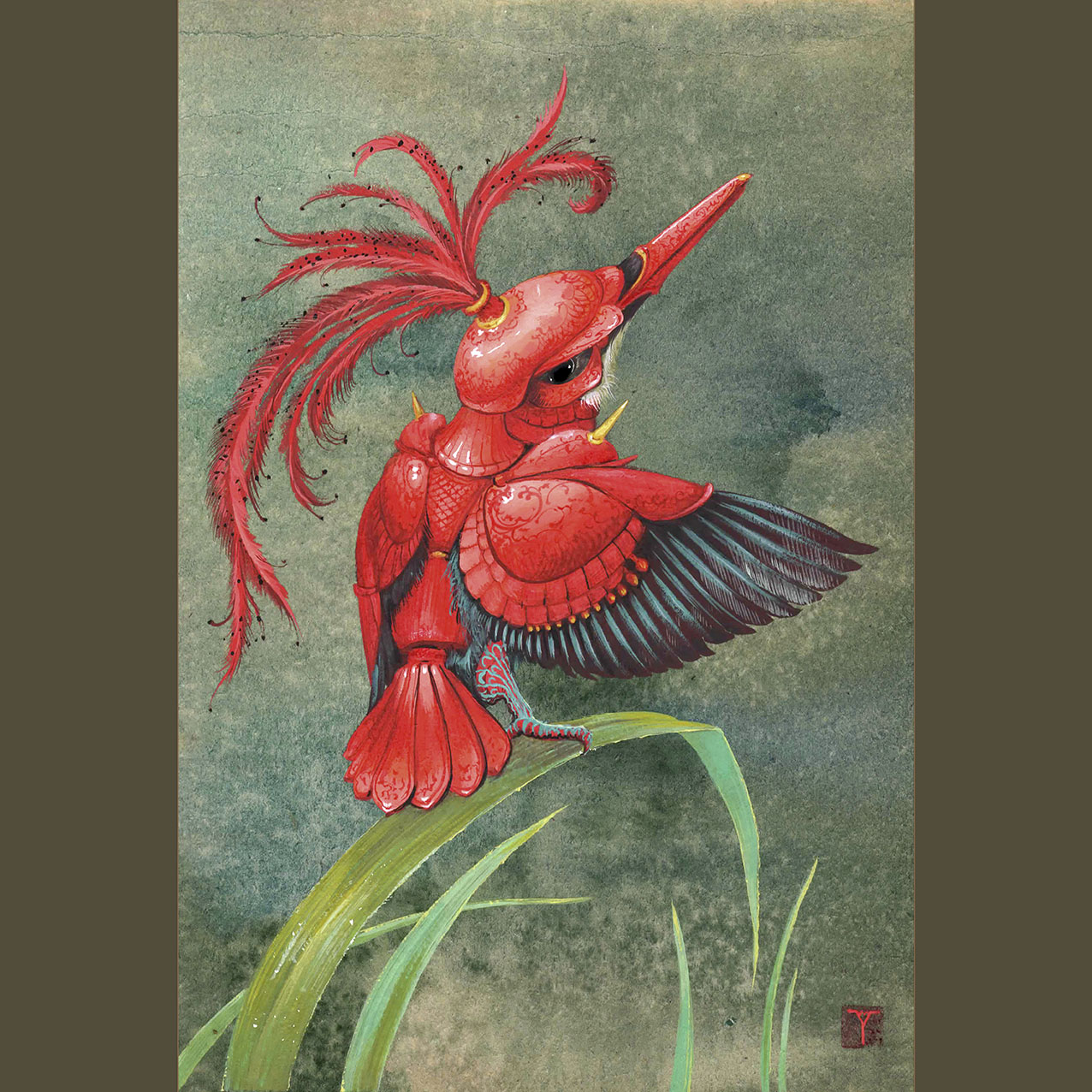 Зимородок в красном