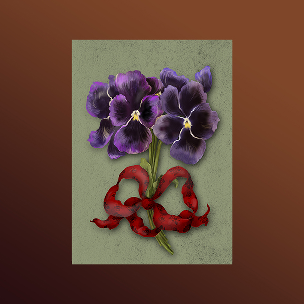 Мини-открытка Анютины глазки