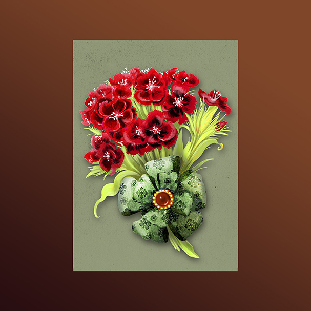 Мини-открытка Гвоздика