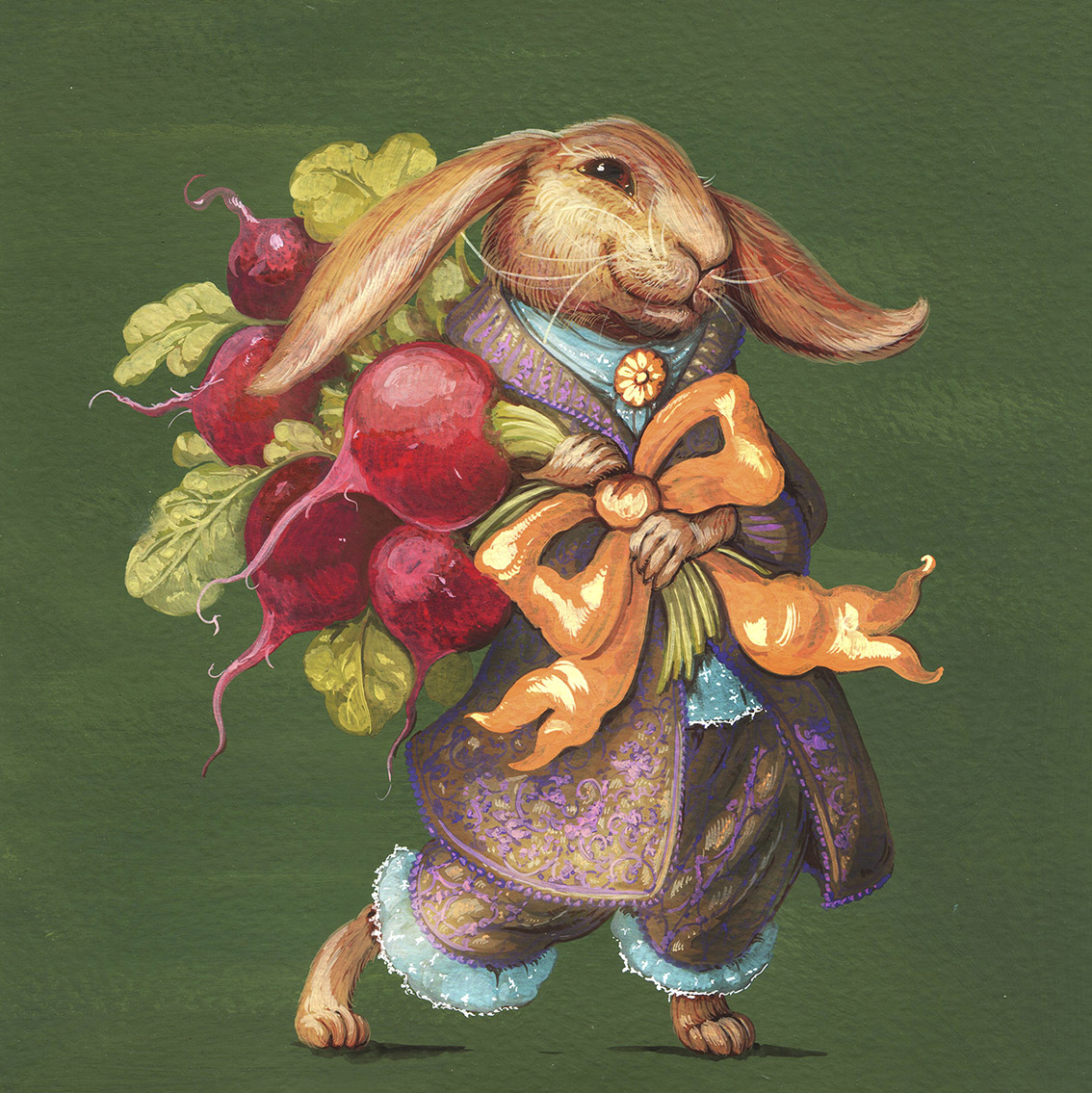 Открытка Зайчик с редиской