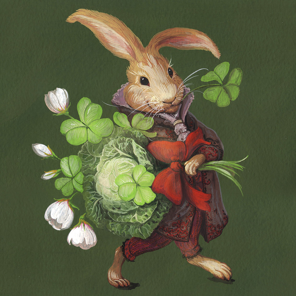 Открытка Зайчик с капустой