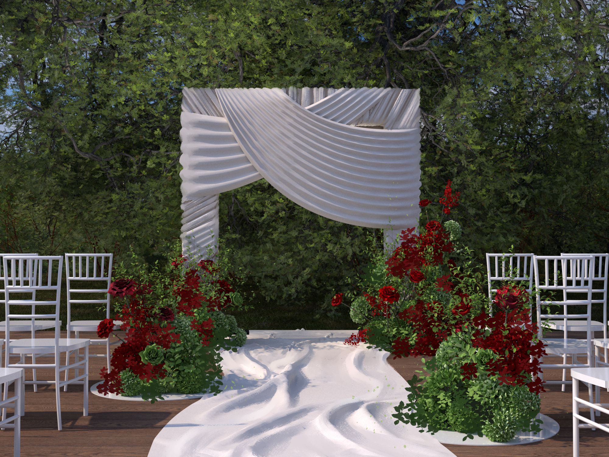 Арка выездная зефирные складки