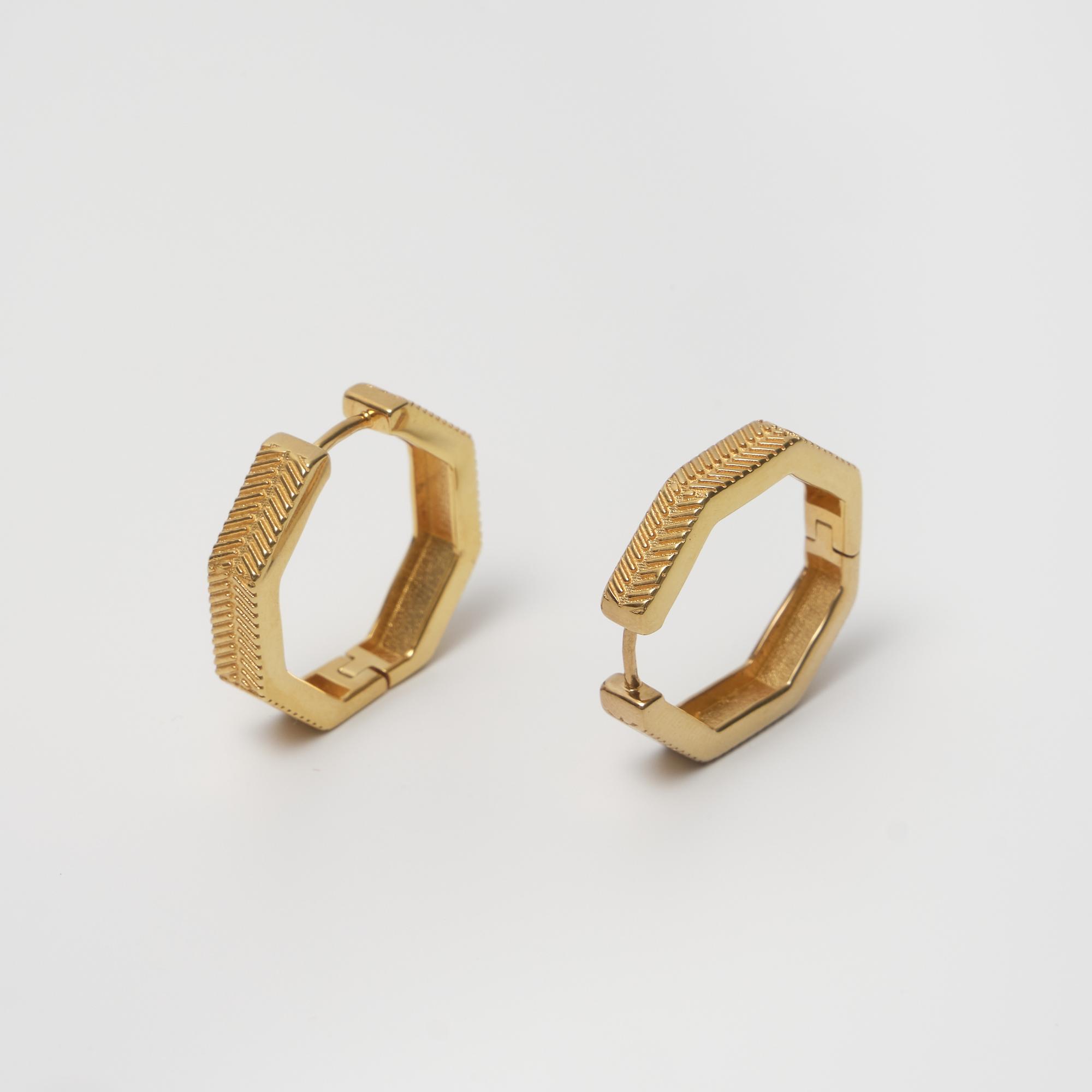 Серьги-кольца PESCARA восьмигранные с позолотой