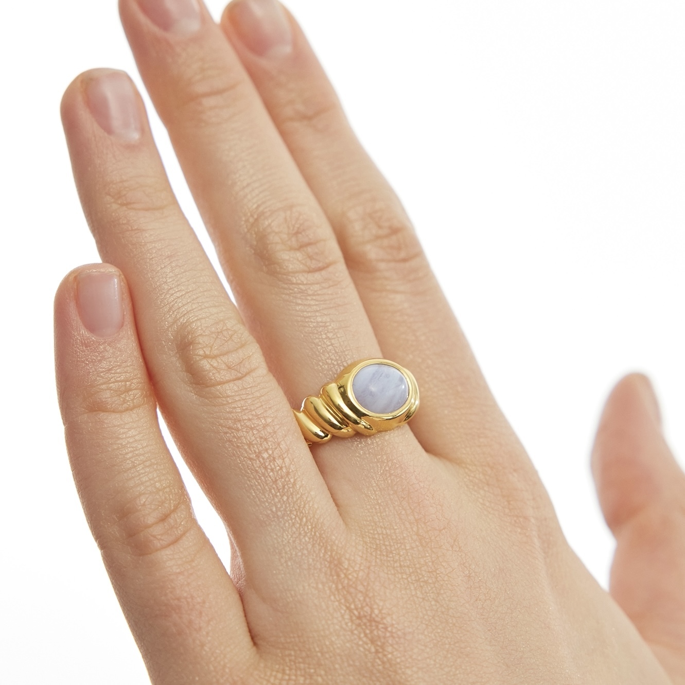 Кольцо AGELLO с голубым агатом