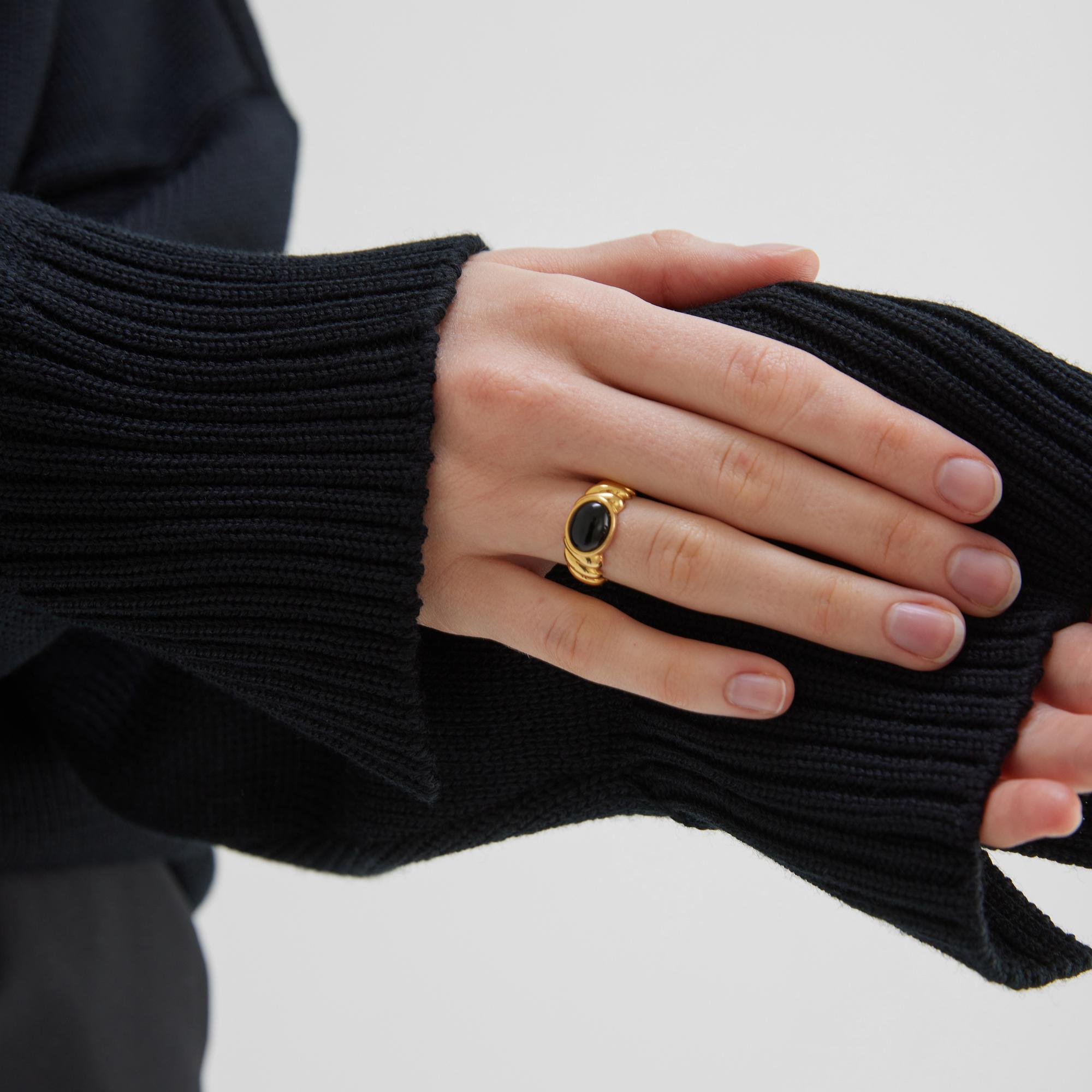Кольцо AGELLO с черным агатом