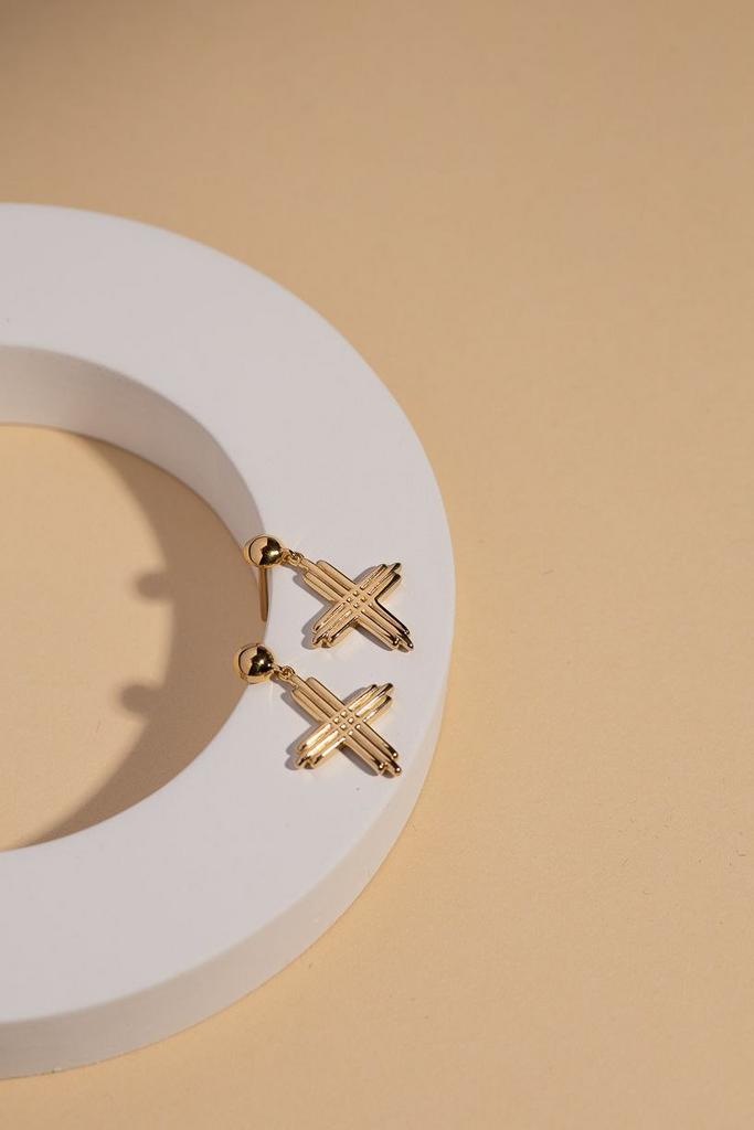 Серьги с крестиком SAN REMO с позолотой