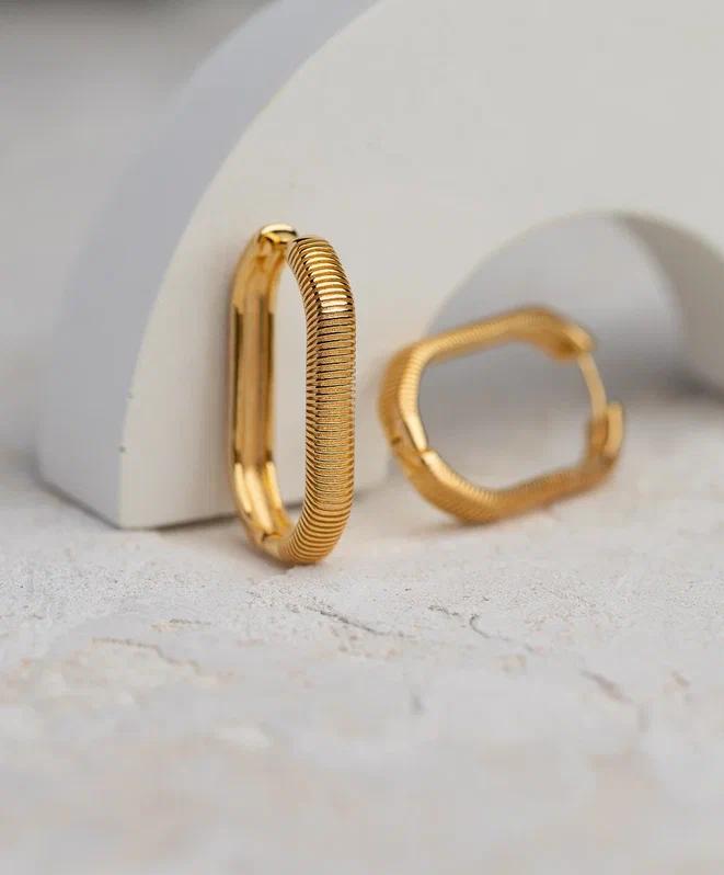 Серьги-прямоугольники CATANIA с позолотой