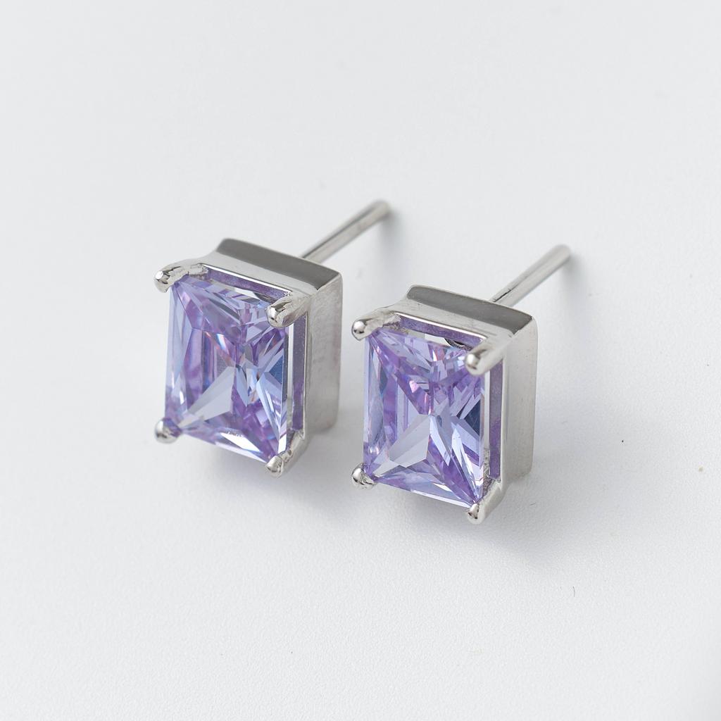 Серьги TROPEA с аметистовыми фианитами в родиевом покрытии