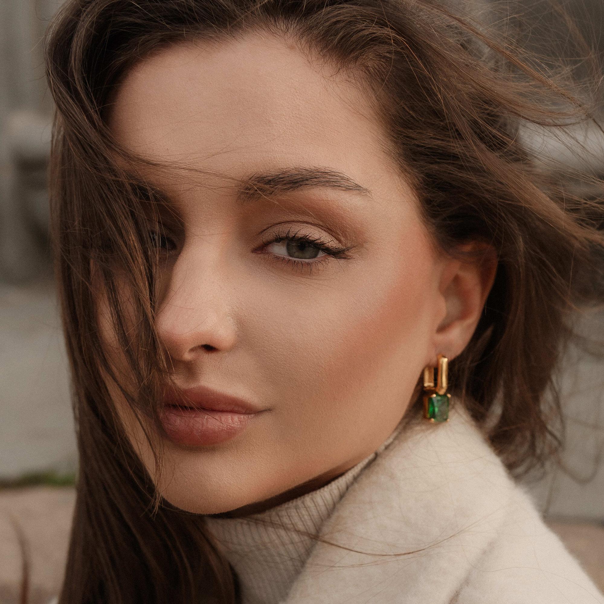 Серьги SAN MARCO с изумрудными фианитами