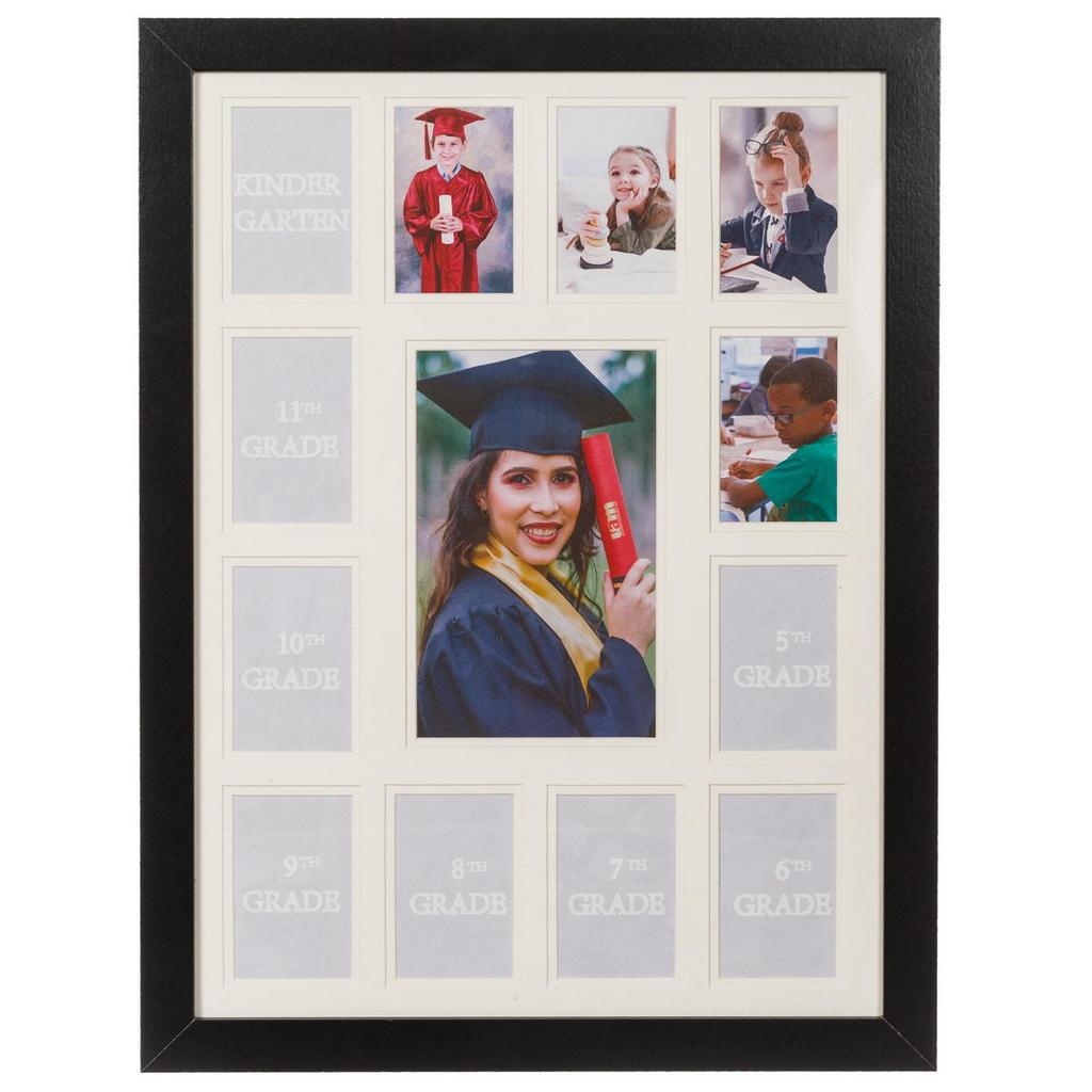 One 5x7" Photo and Twelve 2.5x3.5" Pictures, wood