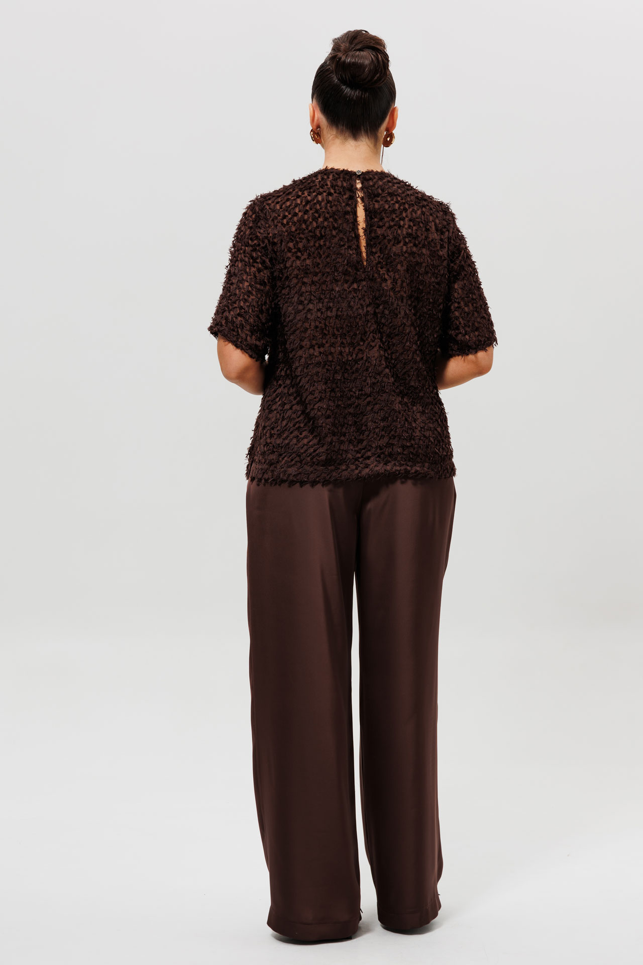 Брюки атласные шоколадные арт. 1283