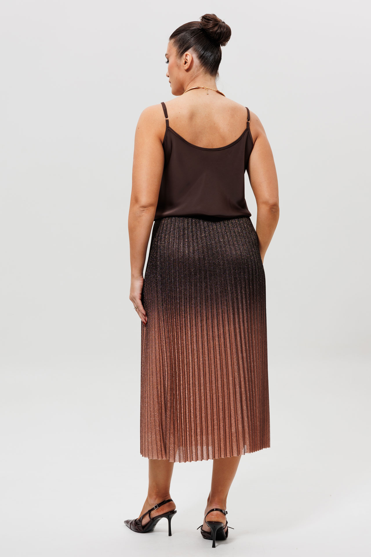 Блуза атласная шоколадная арт. 1164бл