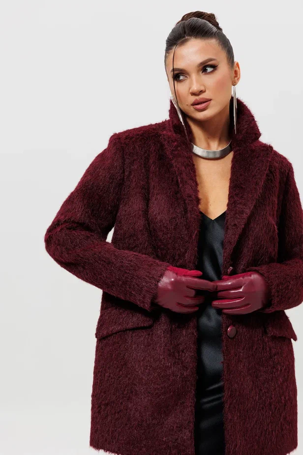Пальто демисезонное арт. 1148 цвет бордовый