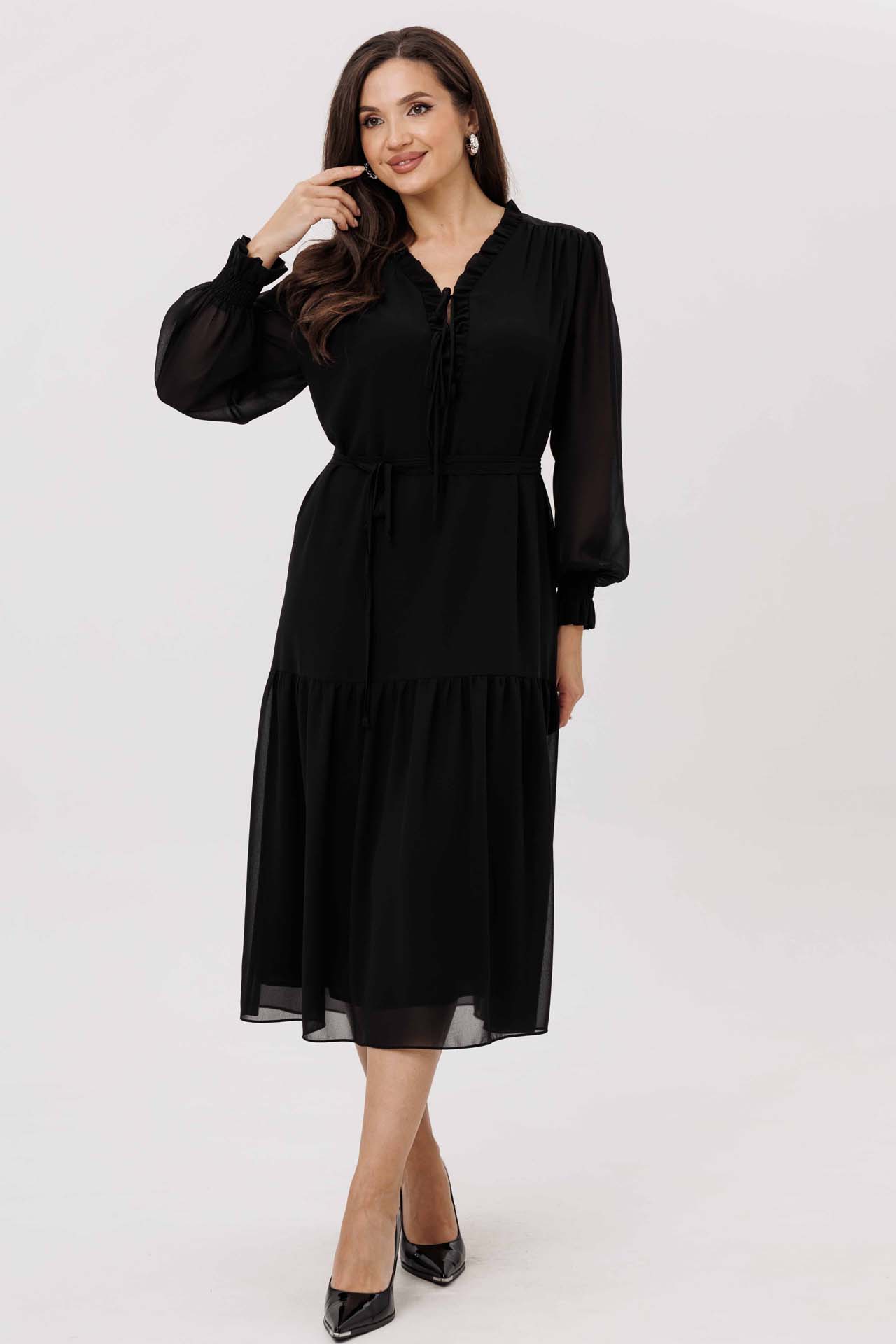 Платье шифоновое черное арт. 1232