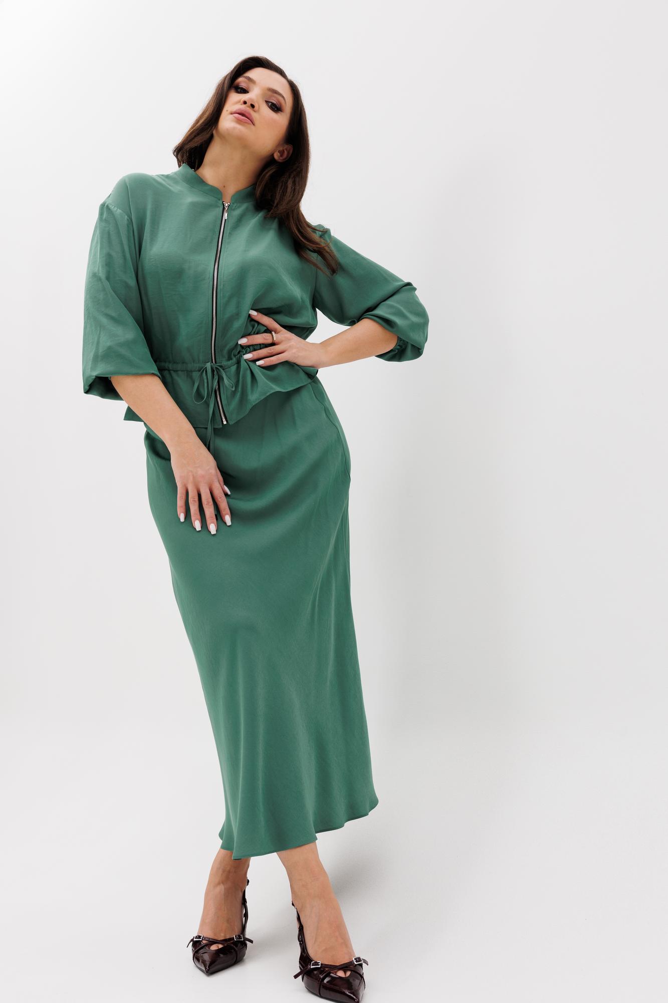 Костюм блуза-бомбер с юбкой миди арт. 1038