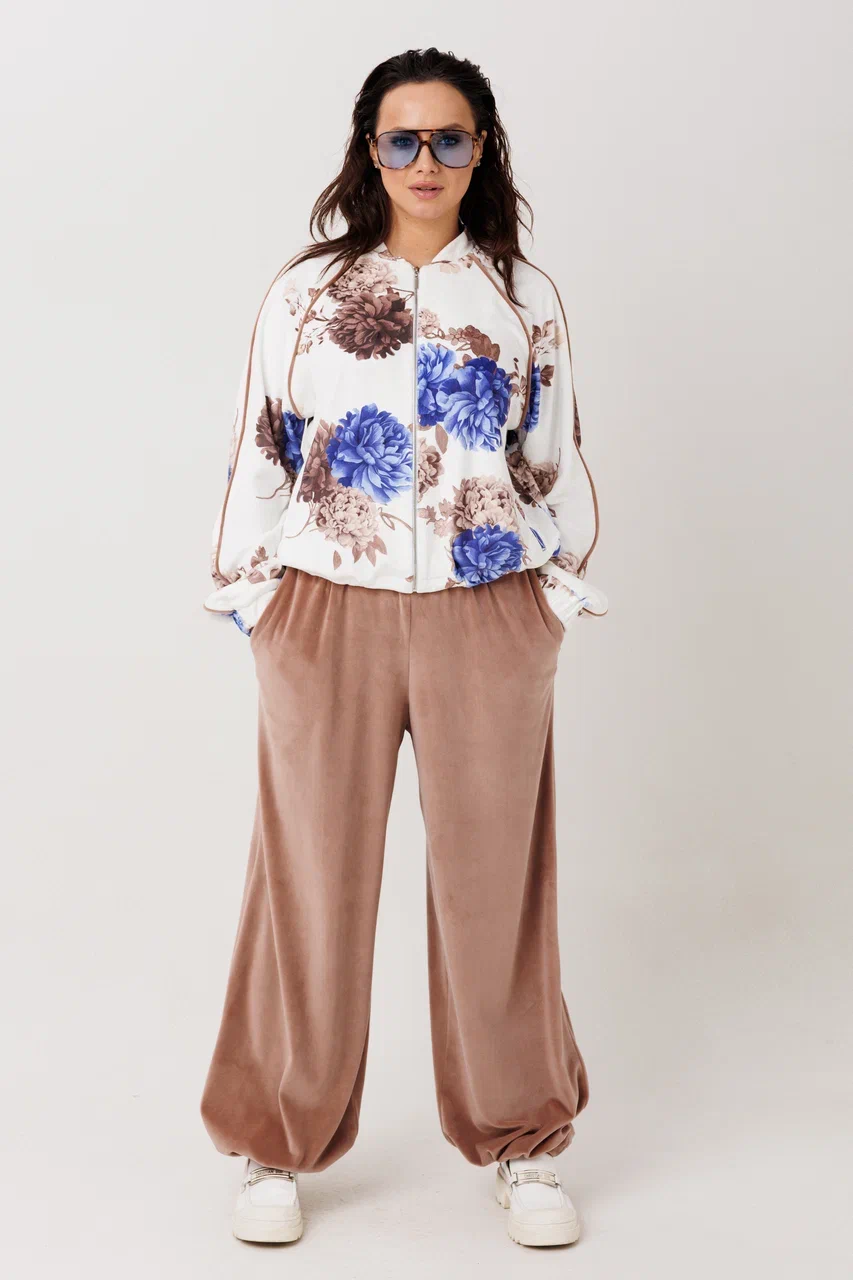 Спорт костюм женский арт. 1301 синий/коричневый