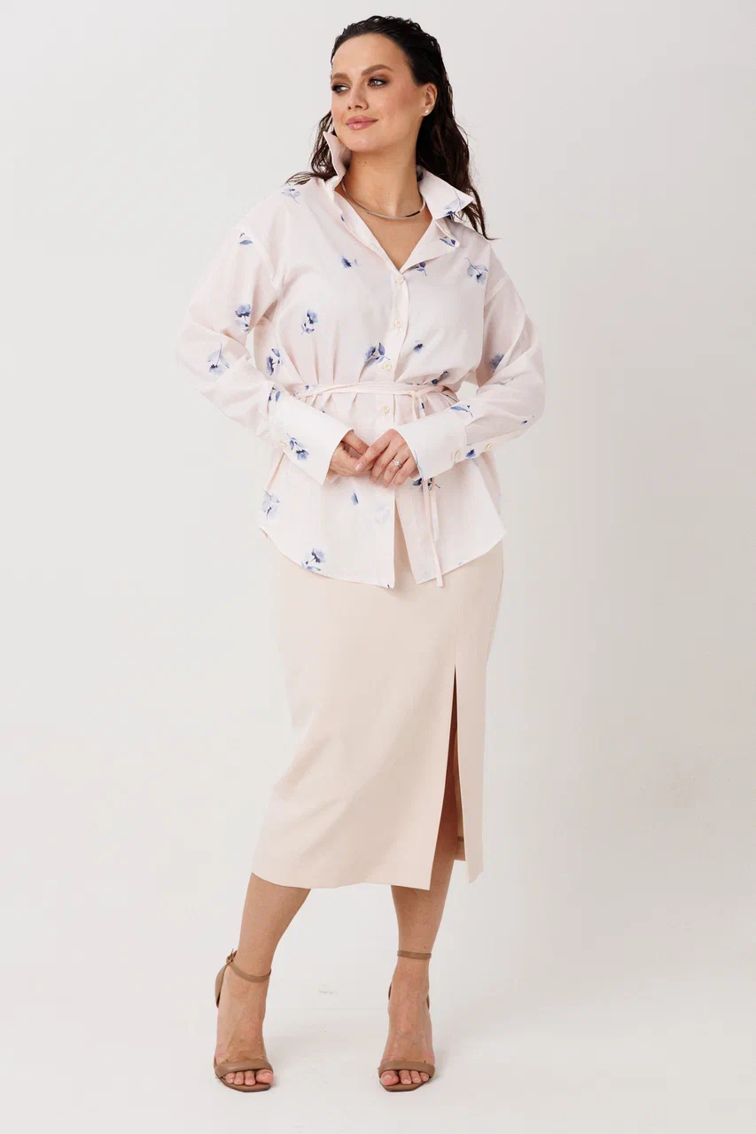 Блуза женская арт.1308 цвет нежно розовый принт цветы