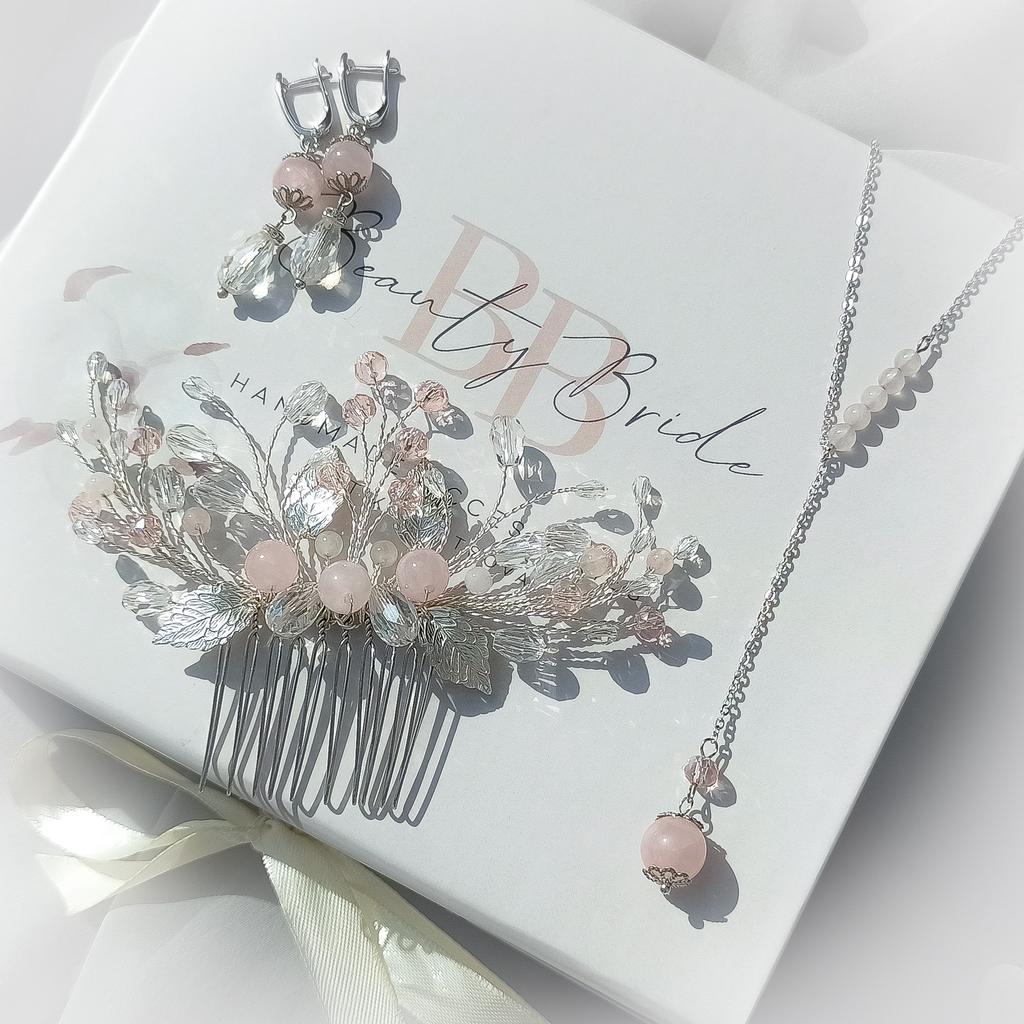 Комплект с розовым кварцем