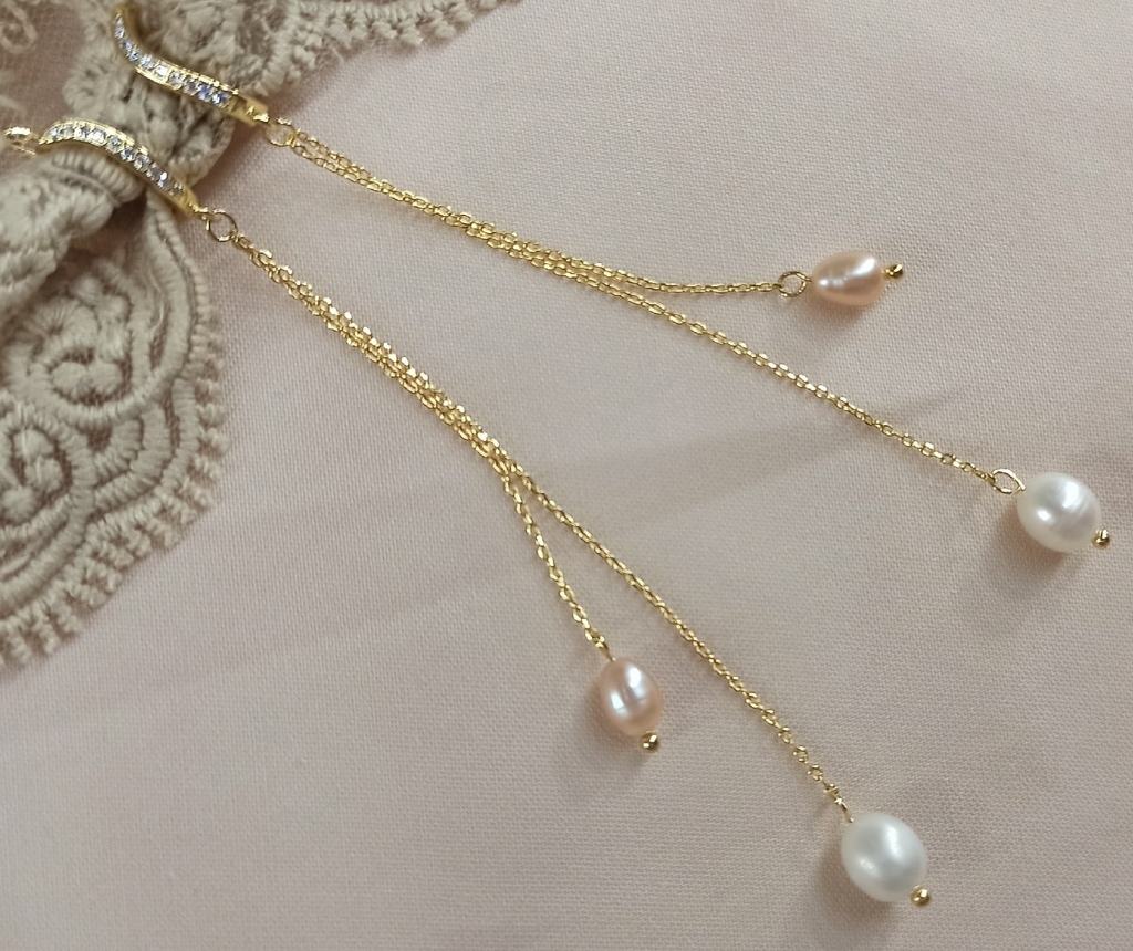 Жемчужные серьги-цепочки