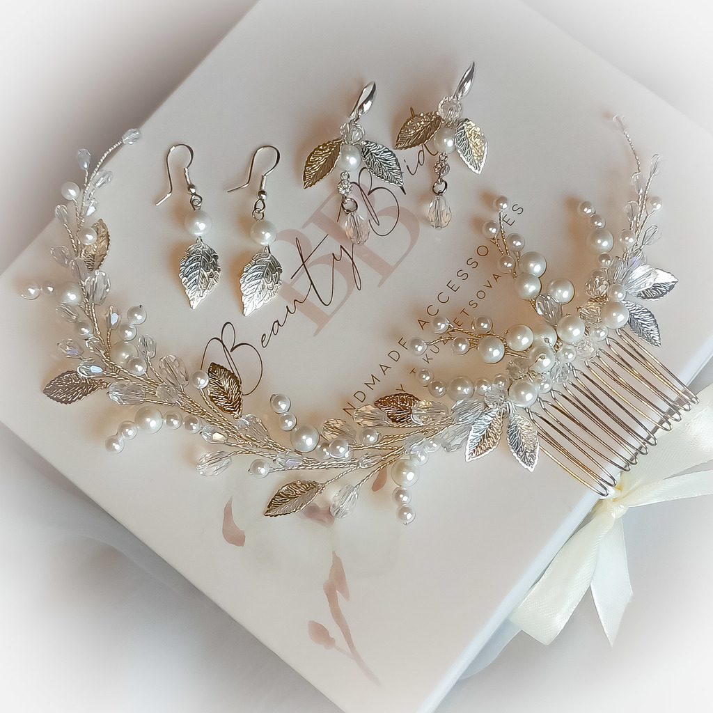 Свадебный гребень с жемчугом Майорка