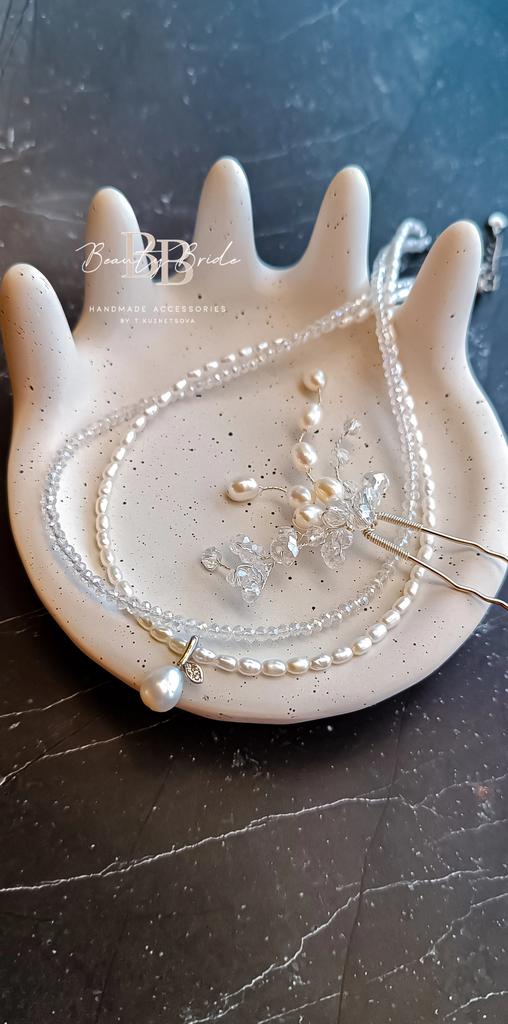 Комплект. Чокер из жемчуга и свадебная шпилька