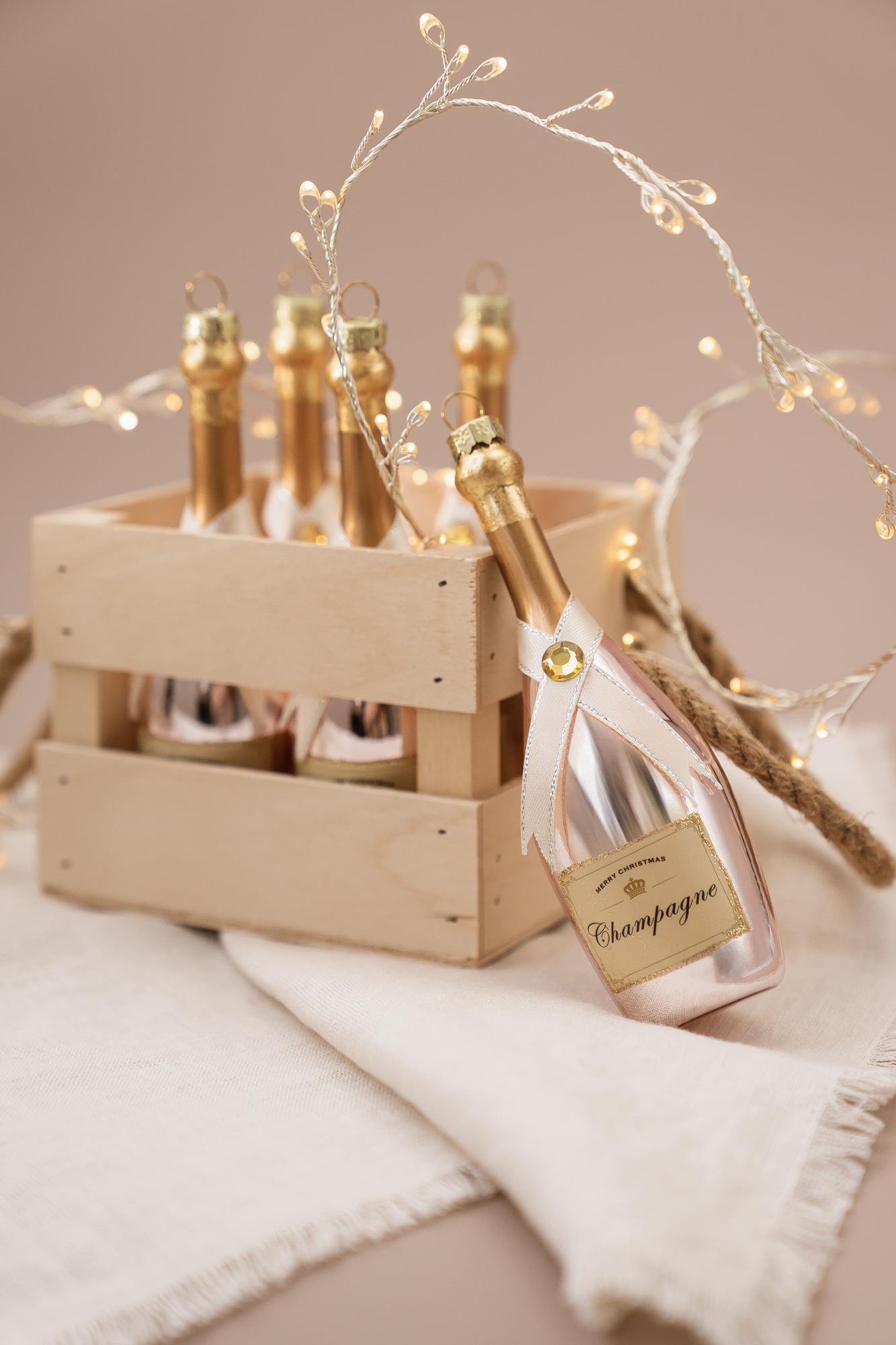 Елочная игрушка "Розовое шампанское"