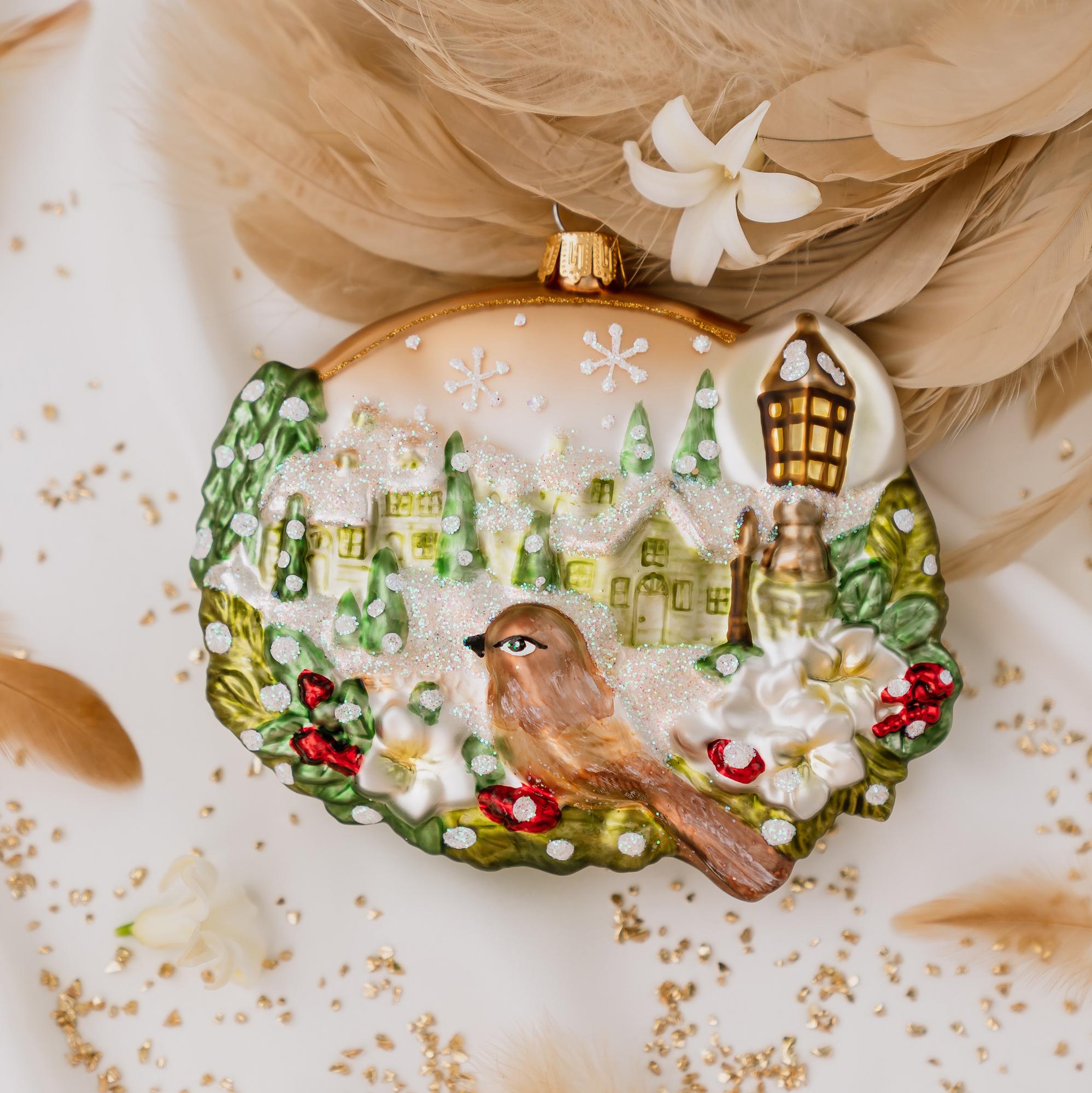 Стеклянная елочная игрушка "Медальон"